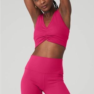 Women's Pink Ruched Sports Bra